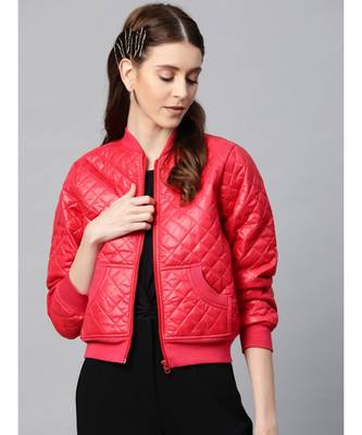 Red Quilted Bomber Jacket 1