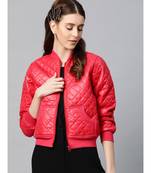 Red Quilted Bomber Jacket