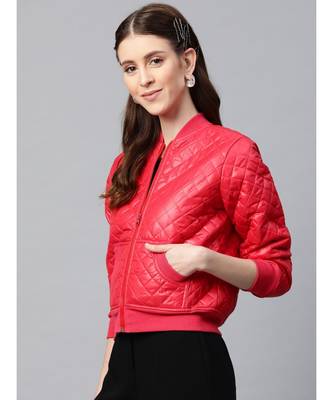 Red Quilted Bomber Jacket 2