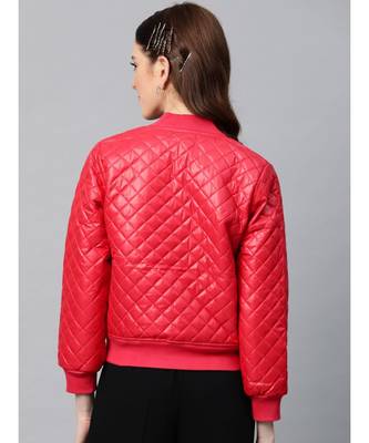 Red Quilted Bomber Jacket 3