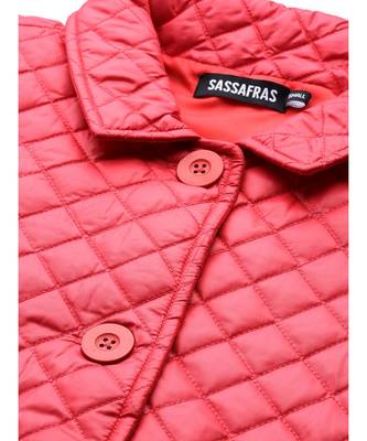 Red Collared Quilted Puffer Jacket 5