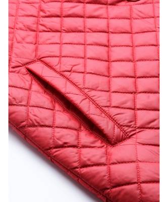 Red Collared Quilted Puffer Jacket 6