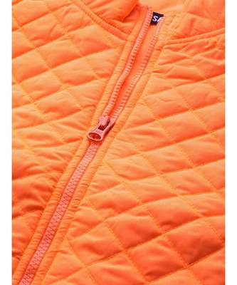 Orange Taffeta Plain Quilted Sleeveless Jacket 5