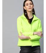 Neon Green Flap Pockets Quilted Puffer Jacket