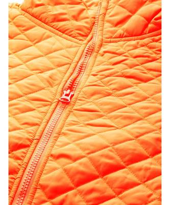 Neon Orange Flap Pockets Quilted Puffer Jacket 5