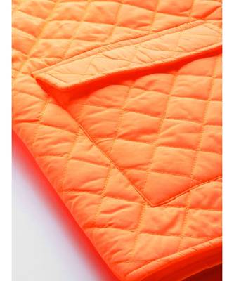 Neon Orange Flap Pockets Quilted Puffer Jacket 6
