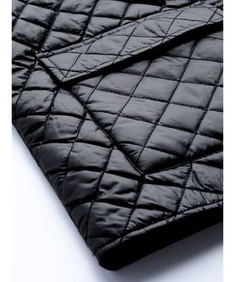 Black Flap Pockets Quilted Puffer Jacket 6