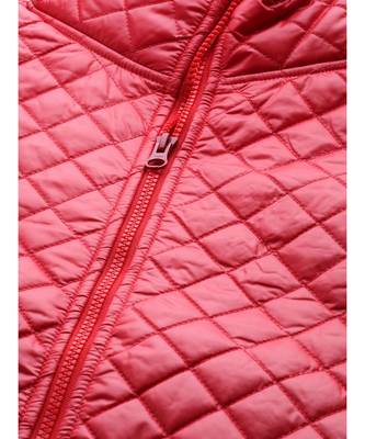 Red Flap Pockets Quilted Puffer Jacket 5