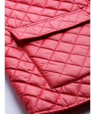 Red Flap Pockets Quilted Puffer Jacket 6