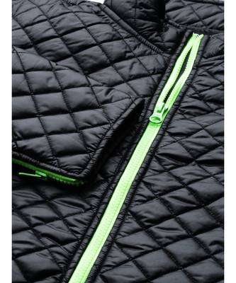 Black Contrast Zipper On Sleeves Quilted Jacket 5