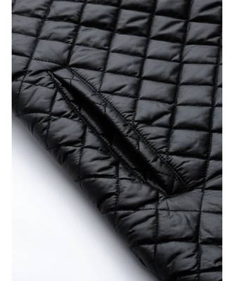 Black Contrast Zipper On Sleeves Quilted Jacket 6
