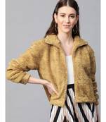 Mustard Drawstring Faux Fur Jacket