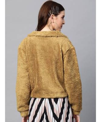 Mustard Drawstring Faux Fur Jacket 3