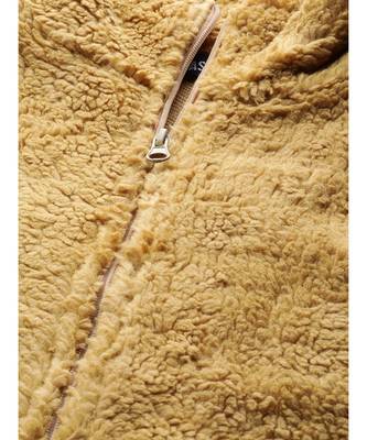 Mustard Drawstring Faux Fur Jacket 5