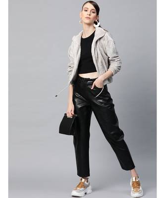 Grey Drawstring Faux Fur Jacket 4