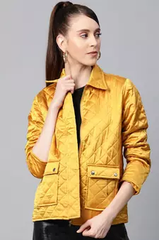 Mustard Satin Quilted Jacket