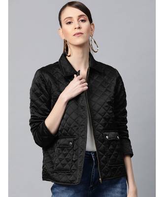 Black Satin Quilted Jacket 1