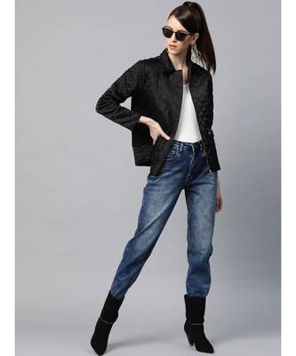 Black Satin Quilted Jacket 4