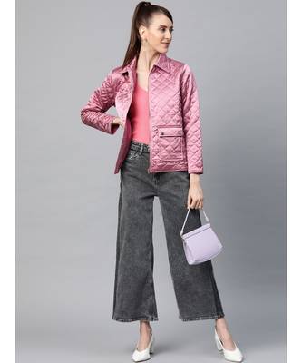 Lavender Satin Quilted Jacket 4