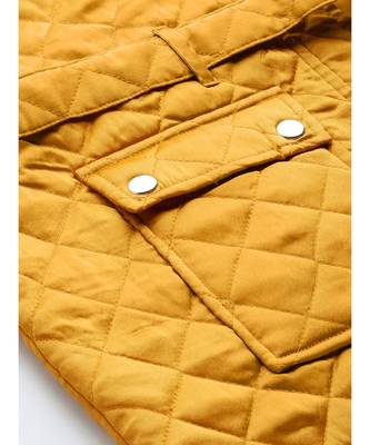 Mustard Sleeveless Belted Satin Quilted Jacket 6
