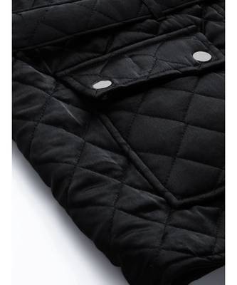 Black Sleeveless Belted Satin Quilted Jacket 5