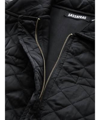 Black Sleeveless Belted Satin Quilted Jacket 6