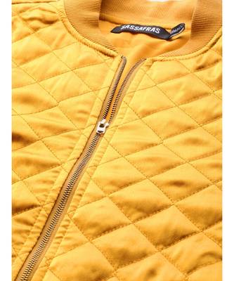 Mustard Satin Quilted Bomber Jacket 5