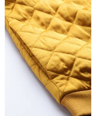Mustard Satin Quilted Bomber Jacket 6