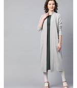 Grey Rib Front Open Longline Shrug