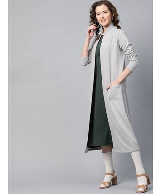 Grey Rib Front Open Longline Shrug 2