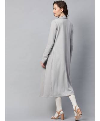 Grey Rib Front Open Longline Shrug 3