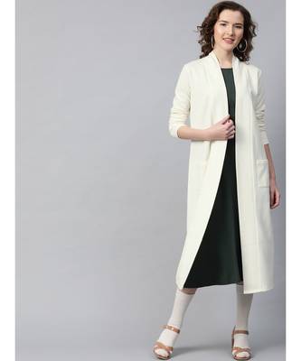 Off White Rib Front Open Longline Shrug 1