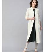 Off White Rib Front Open Longline Shrug