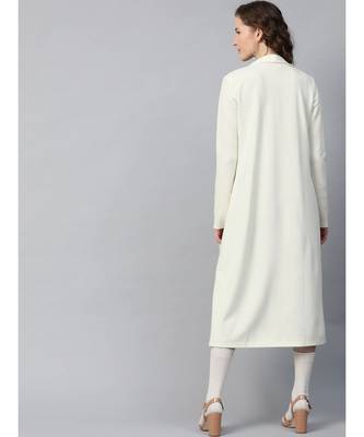 Off White Rib Front Open Longline Shrug 3