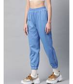 Blue Side Slit Fleece Jogger Pants