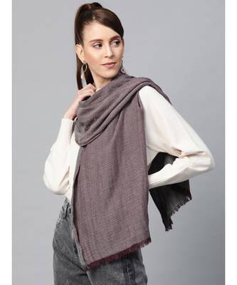 Grey & Maroon Poly Wool Stole 1