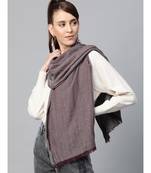 Grey & Maroon Poly Wool Stole