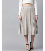 Grey Rib Pleated Skirt