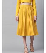 Mustard Rib Pleated Skirt