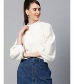 White Balloon Sleeve Faux Fur Sweatshirt