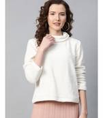 White High Neck Faux Fur Sweatshirt