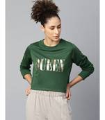 Green Queen-Print Crop Sweatshirt