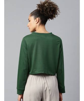 Green Queen-Print Crop Sweatshirt 3