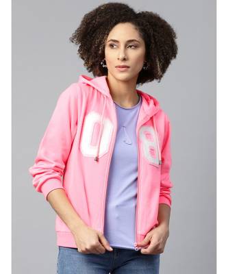 Pink Fleece Zipper Hoodie Sweatshirt 1