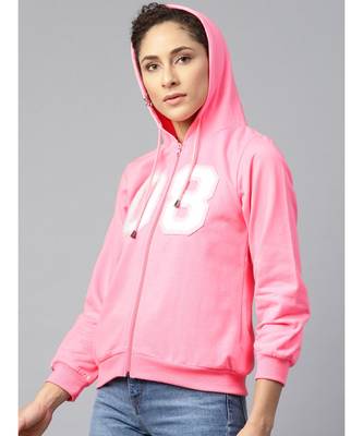Pink Fleece Zipper Hoodie Sweatshirt 2