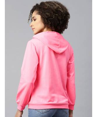 Pink Fleece Zipper Hoodie Sweatshirt 3