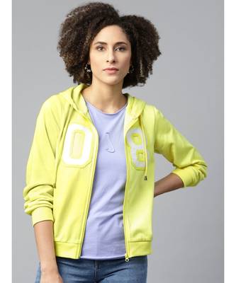 Yellow Fleece Zipper Hoodie Sweatshirt 1