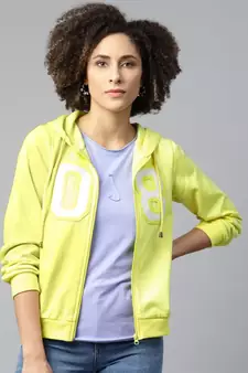 Yellow Fleece Zipper Hoodie Sweatshirt