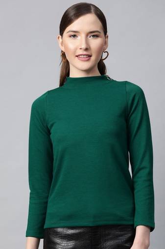 Emerald High Neck Rib Top