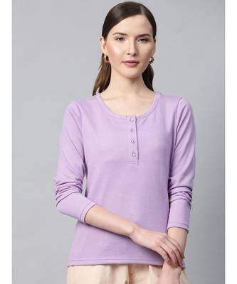 Purple Henley Full Sleeve T-shirt 1